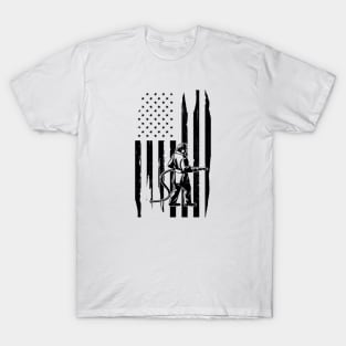 Firefighter in American Flag T-Shirt